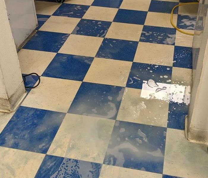 dirty commercial kitchen floor